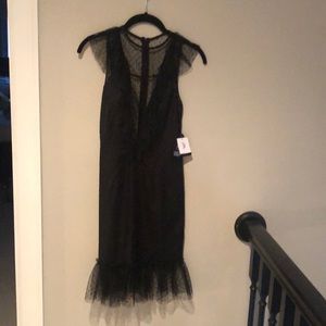 Rare London XSmall polka dot lace black ruffle dress NWT. Never worn.